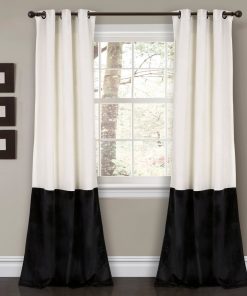 Prima Velvet Color Block Room Darkening Window Curtain Panel Set