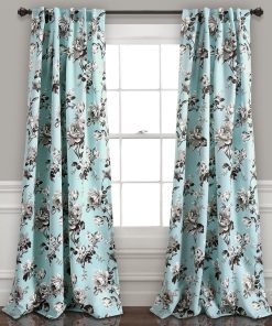 Tania Floral Light Filtering Window Curtain Panel Set