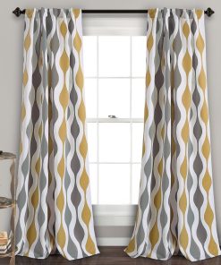 Mid Century Geo Light Filtering Window Curtain Panel Set