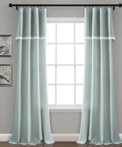Linen Lace Window Curtain Panel Set