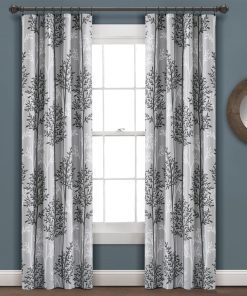 Linear Tree Insulated Rod Pocket Blackout Curtain Panel Set