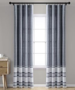 Nantucket Yarn Dyed Tassel Fringe Window Curtain Panel Set