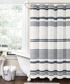 Urban Diamond Stripe Woven Tufted Recycled Cotton Blend Shower Curtain
