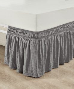 Ruched Ruffle Elastic Easy Wrap Around Bed Skirt
