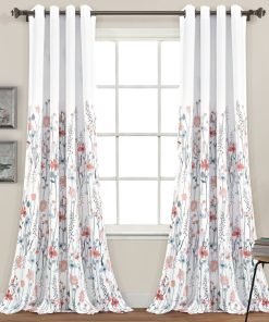 Clarissa Floral Light Filtering Window Curtain Panel Set