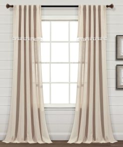 Ivy Tassel Faux Linen Window Curtain Panel Set