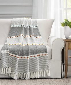 Herringbone Stripe Yarn Dyed Cotton Woven Tassel Throw