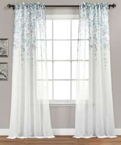 Weeping Flower Sheer Window Curtain Panel Set