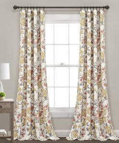 Ivana Floral Light Filtering Window Curtain Panel Set