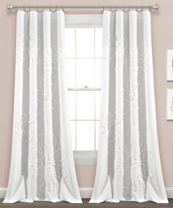 Ruffle Flower Window Curtain Panel Set
