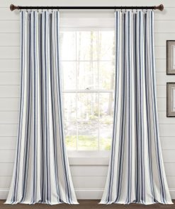 Farmhouse Stripe Yarn Dyed Recycled Cotton Blend Window Curtain Panel Set