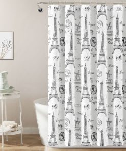 Paris Bonjour Cotton Shower Curtain
