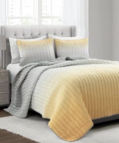 Crinkle Ombre Oversized Quilt 3 Piece Set