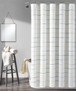 Ombre Stripe Yarn Dyed Recycled Cotton Blend Shower Curtain