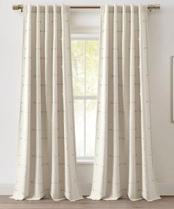 Boho Stripe Clip Jacquard Window Curtain Panel Set