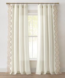 Scalloped Edge Lace Border Window Curtain Panel