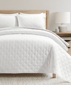 Haniya Solid Waffle Woven Cotton Textured Quilt Set
