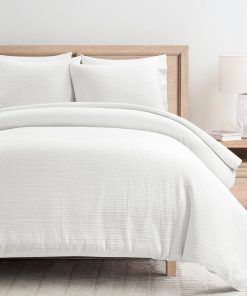 Haniya Solid Waffle Woven Cotton Textured Duvet Cover Set