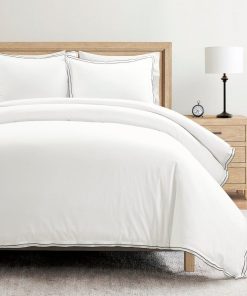 Hampton Double Flange Embroidered Contrast Edge Duvet Cover Set