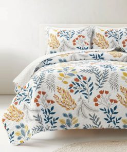 Boho Botanical Floral Quilt 3 Piece Set