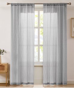 Milla Knitted Textured Sheer Window Curtain Panel Pair