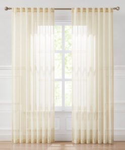 Calia Textured Stripe Sheer Window Curtain Panels