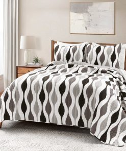 Mid Century Geo Reversible Quilt 3 Piece Set