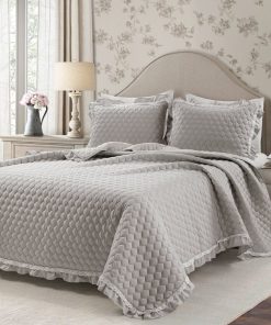 Ella Ruffle Lace 3 Piece Quilt Set