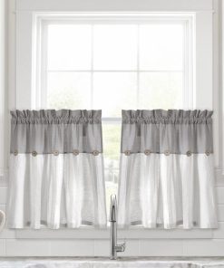 Linen Button Kitchen Window Tiers Set