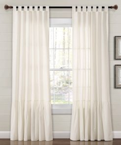 Farmhouse Faux Linen Tab Top Window Curtain Panel