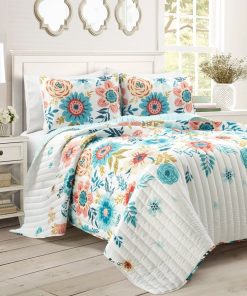 Cottagecore Ariana Flower Reversible Quilt 3 Piece Set