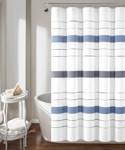 Chic Stripe Yarn Dyed Eco-Friendly Recycled Cotton Blend Shower Curtain