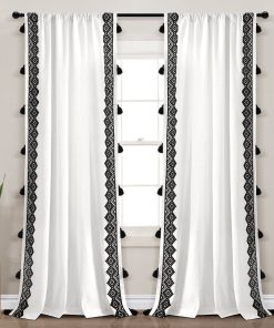 Aztec Diamond Border Tassel Window Curtain Panel