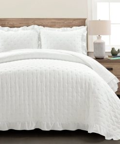 Reyna Ruffle Reversible Oversized 3 Piece Quilt Set